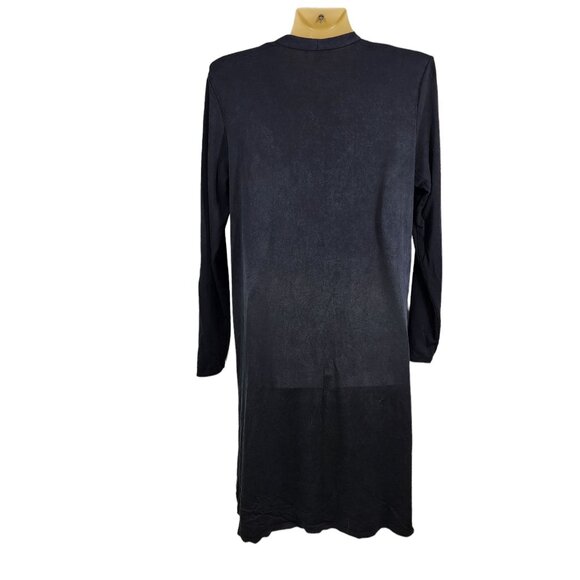 Eileen Fisher S/P Black Long Button-Up Cardigan Dress 93% Tencel 7% Spandex - Picture 2 of 9